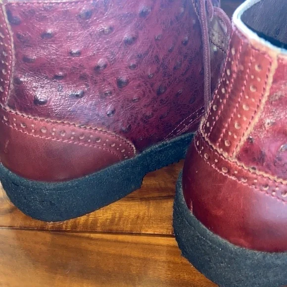 British Walkers Playboy Wingtip Ostrich style#2000-07 Mens Size 9 Burgundy - Picture 8 of 10